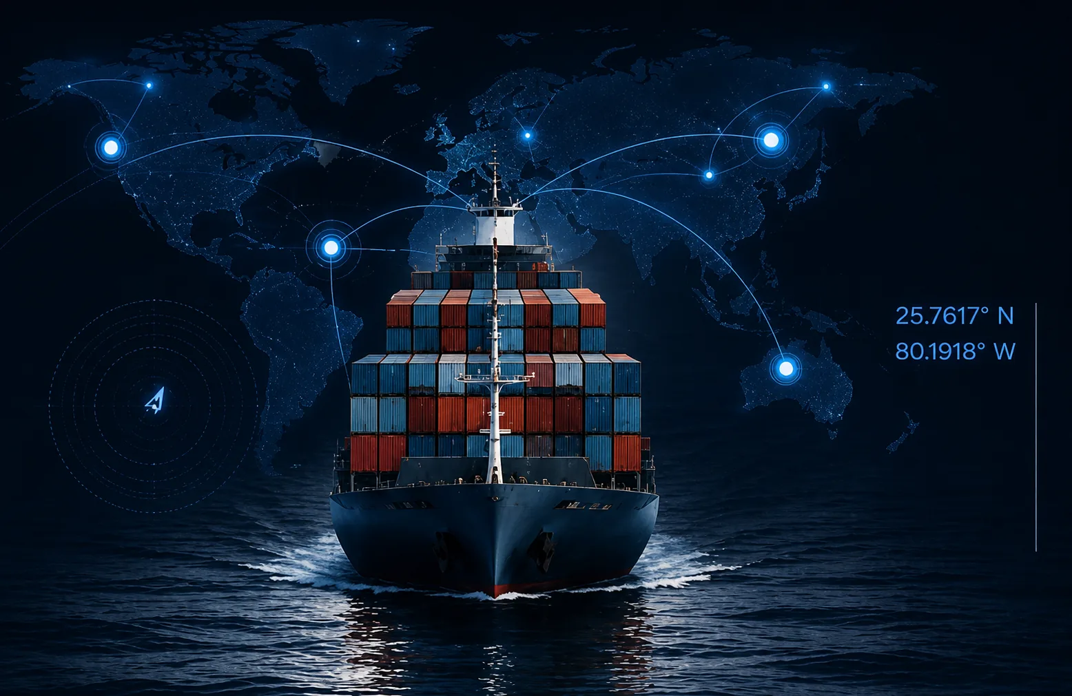 Buque conectado a rutas globales
